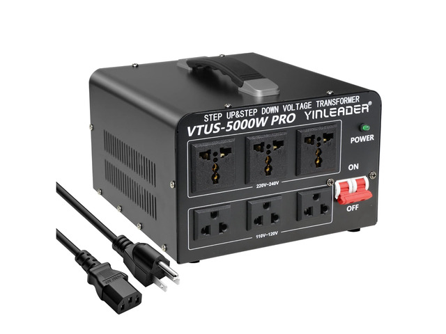 5000W PRO Voltage Transformer Converter Step Up/Down 110V/220V AC 110V/120V to 220V/240V or 220V/240V to 110V/120V, US Standard Power Cord, Circuit...