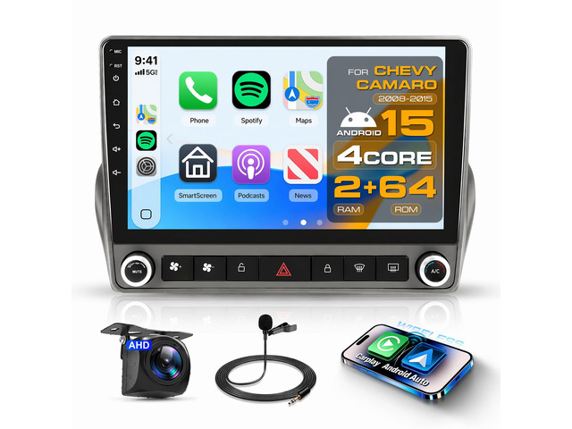 Car Radio Stereo for Chevy Camaro 20082015, 9 Touchscreen Android Car Radio Support Upgrade for Camaro Radio, Wireless CarPlay & Android Auto, AM...