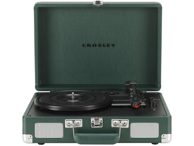 CR8005F-EM Cruiser Plus Vintage 3-Speed Bluetooth in/Out Suitcase Vinyl Record Player Turntable, Dark Emerald