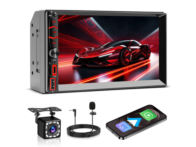 Wireless Double Din Car Stereo Apple Carplay Radio Screen for Car Audio Receivers, Bluetooth Car Play Android Auto Touchscreen, Mirror Link, Backup...