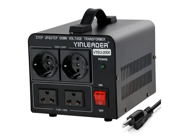2000W Step Up/Down EU Voltage Transformer Converter 110V to 220V OR Convert 220V to 110V Voltage Converter with 2US & 2 EU outlets [110V US Power...