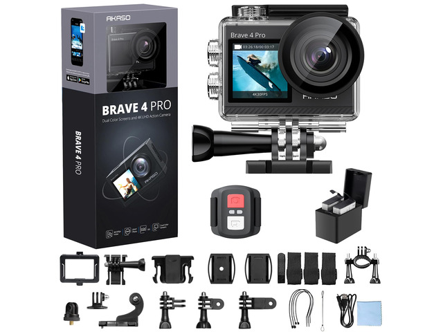 Brave 4 Pro 4K30FPS Action Camera - 131ft Underwater Camcorder Waterproof Camera with Touch Screen Advanced EIS Remote Control 5X Zoom Underwater...