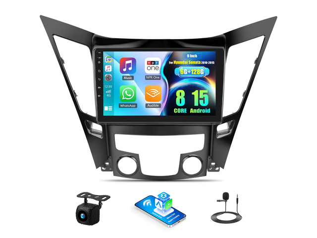 8 Core 6G+128G Android Car Stereo Radio for Hyundai Sonata 2010-2015 with 360° Panoramic View 9 Inch Touch Screen Wireless CarPlay Android Auto...