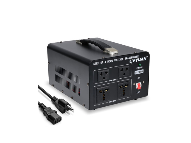 3000 Watt Voltage Converter Transformer Heavy Duty Step Up/Down AC 110V/120V/220V/240V Power Converter with 2 US Outlets, 2 Universal Outlets,...