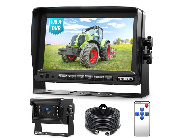 7' HD 1080P Wired Backup Camera System, IP69 Waterproof Vibration-Proof Rear View Camera IR Night Vision Dual Split Screen for...