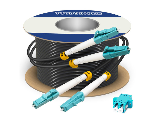 75 Meters Armored Fiber Patch Cable OM3, LC to LC Fiber Optic Cable Cord 10GB/Gigabit Multimode Jumper Duplex 50/125um, Multi Mode Outdoor OM3 LC...