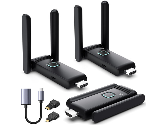 Wireless HDMI 2 Receivers and Transmitter,Up to 6 RXs,No Hot,Plug and Play,2.4/5.8GHz Wirelessly Stream to Multiple Screen,50M/165FT,Wireless HDMI...