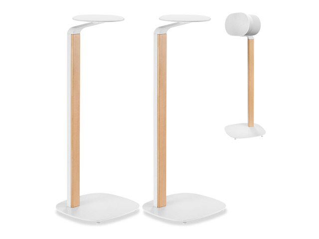 Universal Wood & Metal Speaker Stands Pair 30.75' Floor Standing for Bookshelf & Compact Speakers 22 lb Capacity Cable Management (White and...