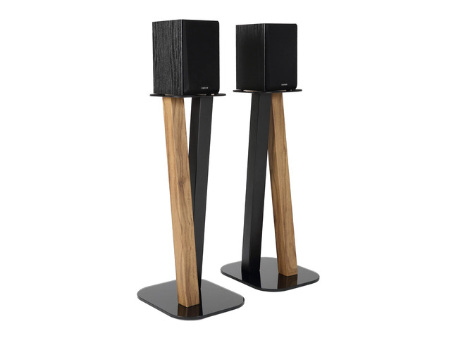 One Pair Fixed Height Universal Speaker Floor Stands - Oak Black - 600 Series