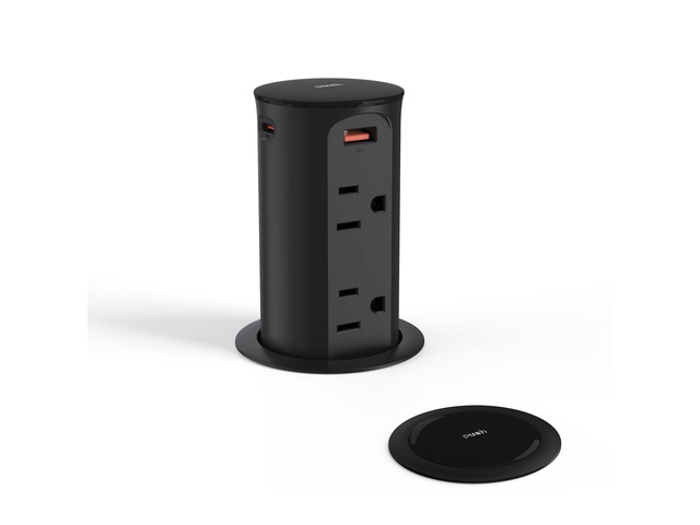 Pop up Outlet for Countertop,65W USB C Fast Charging Port,2.5-inch Hole Desktop Power Grommet,Recessed Power Strip,4 Outlets 4 USB Ports,15Amp...