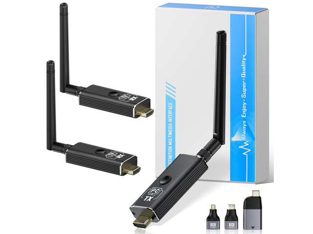 Wireless HDMI Transmitter and Receiver Kit, 1 Transmitter + 2 Receivers 4K Input to 1080P HD Output for Video and Audio, 492FT Long-Lasting...