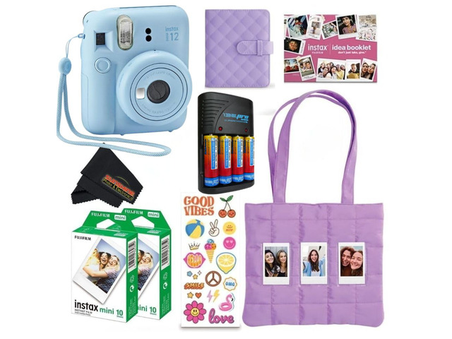 INSTAX MINI 12 Blue Bundle 2025 (2 Single Packs (20 Sheets), Pastel Blue (Holiday Bundle))
