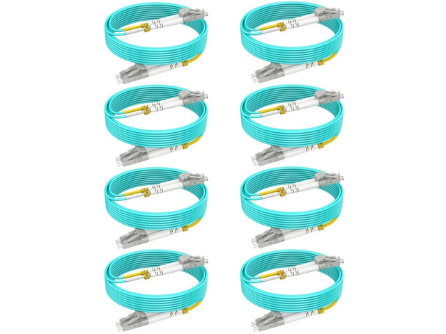 LC to LC Multimode Fiber Patch Cable, 16ft/5m-8PACK MM OM3 Fiber Optic Cable 10G/40G/100G Duplex LSZH,