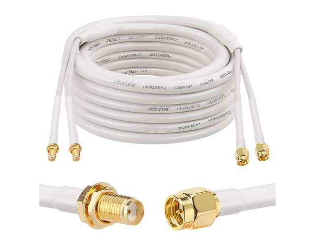 SMA Extension Cable - 30FT SMA Male to SMA Female Coax Cable Ultra Low-Loss Twin-KMR195 Coaxial Cable Antenna Extension Cable with SMA Connector...