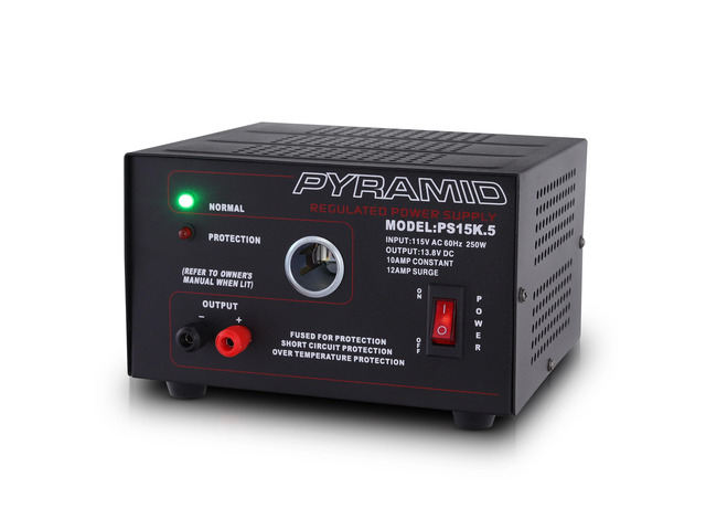Pyramid Universal Compact Bench Power Supply - 10 Amp Linear Regulated Home Lab Benchtop AC-to-DC Converter w/ 13.8 Volt DC 115V AC 250W Input,...