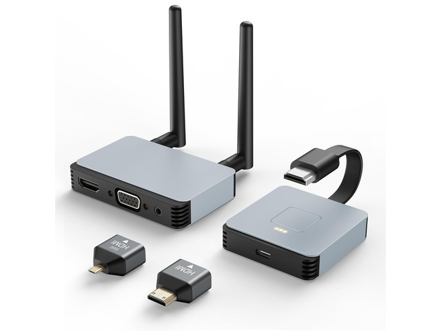 Wireless HDMI Transmitter and Receiver - Plug & Play 2.4/5GHz Streaming Video/Audio from Laptop, PC to HDTV/Projector/Monitor