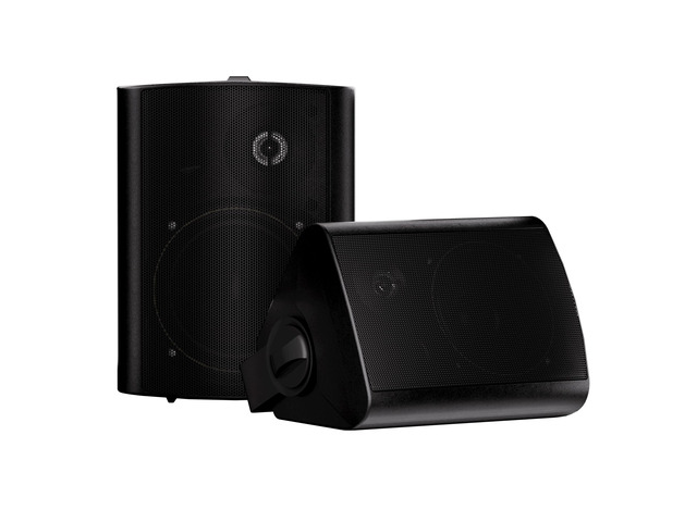 5.25 Inches Passive Outdoor Speakers Wired Waterproof, 300 Watts Wall Mount Speakers All Weather for Patio Indoor Deck Countryard (1 Pair, Black)