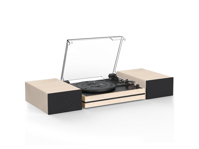 Record Player for Vinyls with External Speakers Belt-Drive Retro Turntables for Vinyl Records Dual Stereo Speakers LP Vinyl Players 3 Speed...