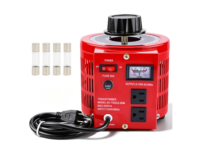2000VA Variable Transformer Voltage Regulator Transformer Converter Auto Variable,20Amp Variable Transformer,110V Input 0-130V Output AC Voltage...