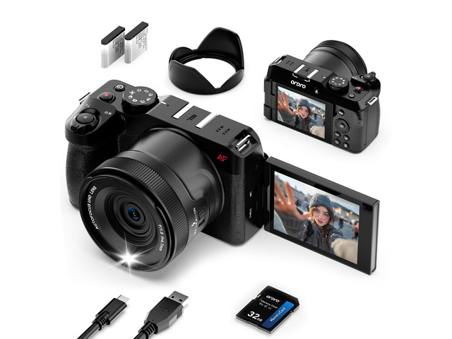 5K Digital Cameras for Photography -Auto Focus 80MP Video Cameras for YouTube, 18X Zoom Travel Camera with 180° Flip Screen, 2 Batteries, Lens Hood...