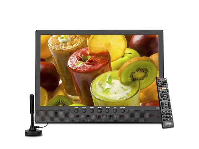 14'' Portable TV,Small TV with Batterys-HDMI,USB,AV Slot and 1 Antenna,Remote Control,12 Volt car Cable/AC for RV car/Camping/Kitchen
