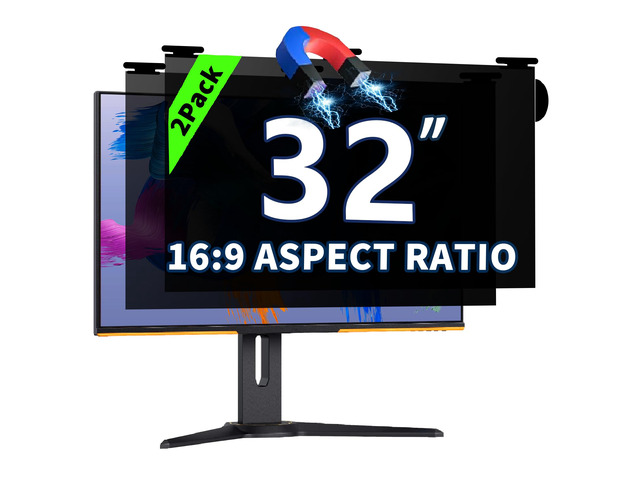 2 Pack Magnetic Hanging Computer Privacy Screen 32 Inch for 16:9 Widescreen Monitor, Removable Privacy Screen Anti Glare Blue Light Computer Screen...