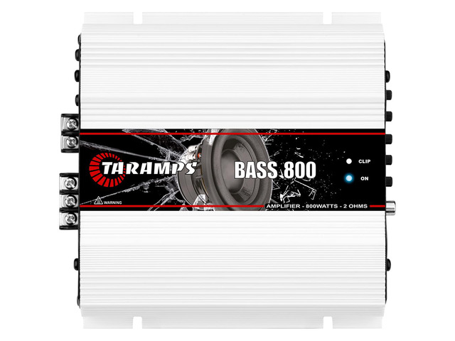 Taramps Bass 800 2 Ohms Monoblock Amplifier 800 Watts Rms 1 Channel 14.4VDC Out Power Full Range, Great for Sub/Bass - Rca/High Level Input, Car Audio
