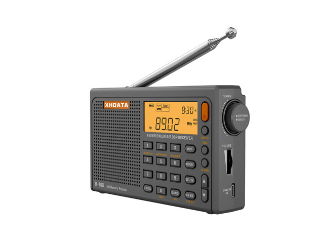R108 Portable Radio AM/FM/SW/LW/Airband Shortwave Radio Receiver Battery Operated with Good Reception, Great Sound Speaker Stereo Alarm Clock...