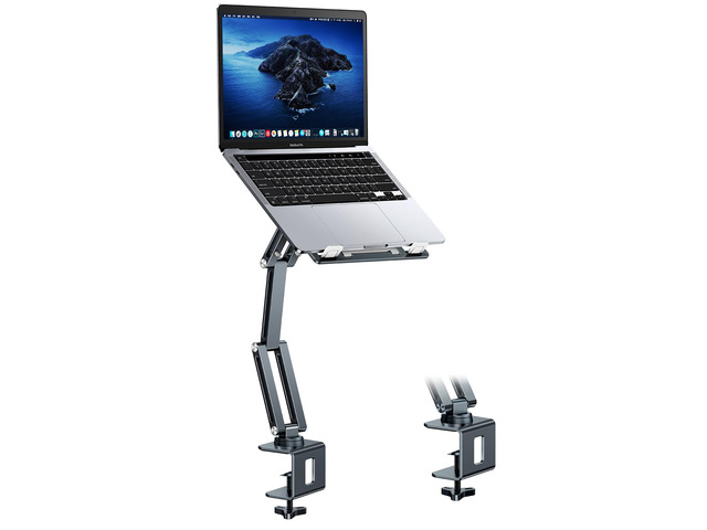 Laptop Mount for Desk, Tablet Arm Mount with 360° Rotating, Aluminum Laptop Tray Adjustable, Foldable Computer Stand/Holder, Fit for 11-15 Inch...
