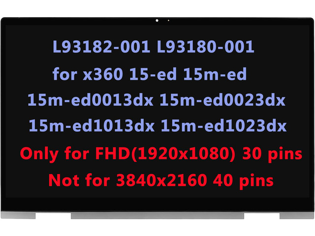 L93182-001 L93180-001 LCD Replacement for HP Envy x360 15-ed 15m-ed 15m-ed0013dx 15m-ed0023dx 15m-ed1013dx 15m-ed1023dx 15-ed1055wm 15-ED1071CL LCD...