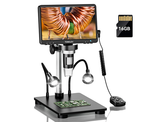 DM9B 7' Digital Microscope: 1080P 1200X Coin Microscope Magnifier, 12MP Ultra-Precise Focusing LCD Soldering Microscopes for Adults, PC View, 16GB,...