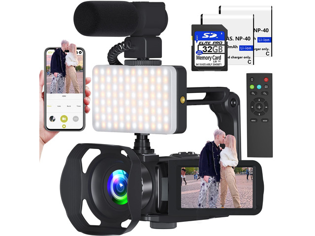 Video Camera 8k Camcorder 48MP UHD WiFi Vlogging Camera for YouTube with 18X Digital Zoom, IR Night Vision 3.0 Touch Screen Recrding Camera with...