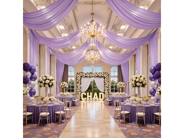 20ftx40ft Taro Purple Ceiling Curtain for Wedding Parties 4 Panels Wrinkle-Free 40 FT Long Tent Draping Curtains for Wedding, Birthday & Theme...