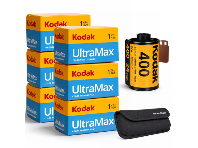 Kodak Ultramax 400 35mm Film Roll (24 Exposures) 6 Rolls + Sturdy Tiger Film Storage Case