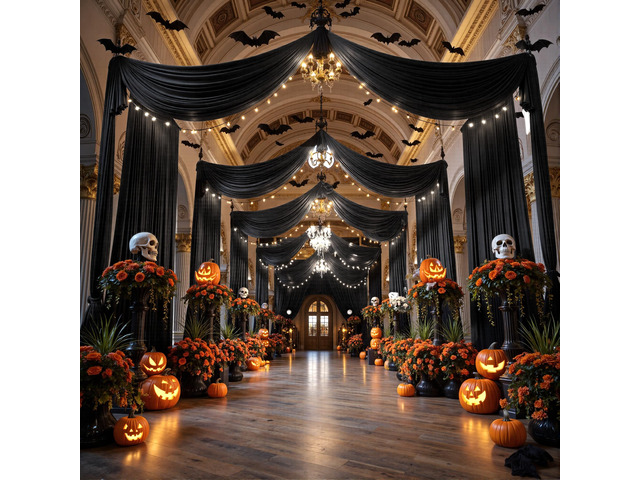 20ftx40ft Black Ceiling Curtain for Wedding Parties 4 Panels Wrinkle-Free 40 FT Long Tent Draping Curtains for Wedding, Birthday & Theme Parties,...