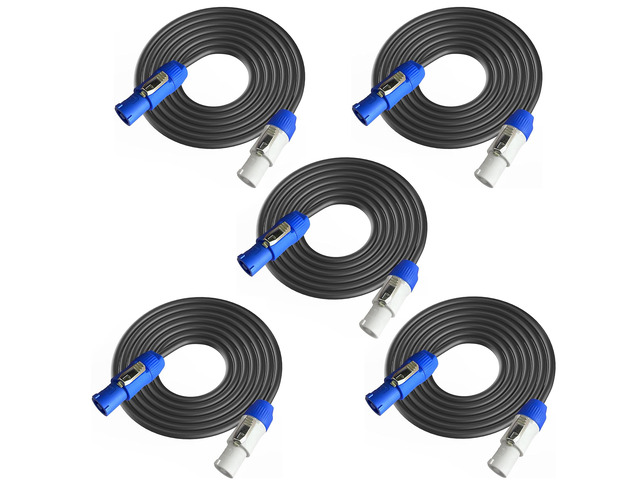 5Pack PowerCon Power Cable AC PowerCon Input to Output 12AWG 3 Pin Power Extension Cable for LED Screen Beam Moving Head Light, Stage Light...