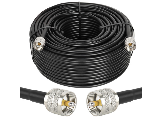 RG8x Coaxial Cable 200ft,CB Coax Cable 50 Ohm,UHF PL259 Male to Male Low Loss CB Antenna Extension for HAM Radio,VHF Radio,SWR Meter,Dummy...