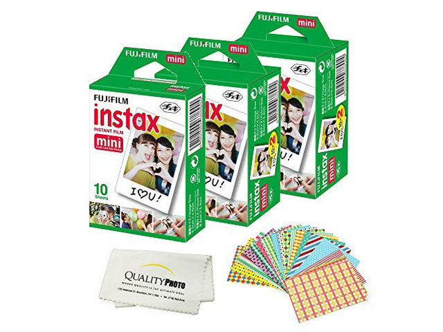 Instax Mini Instant Film Compatible with Instax Mini 8/9/11/12 Cameras Includes Frame Stickers and Quality Photo Microfiber Cloth (50 Prints)