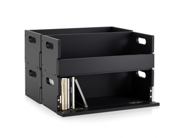 4 Set Wooden CD Storage Box Holder Shelf Cassette Tape Display Racks with Carrying Handles, Organizer Shelf for Movie Cases, DVDs, Each Set Can...