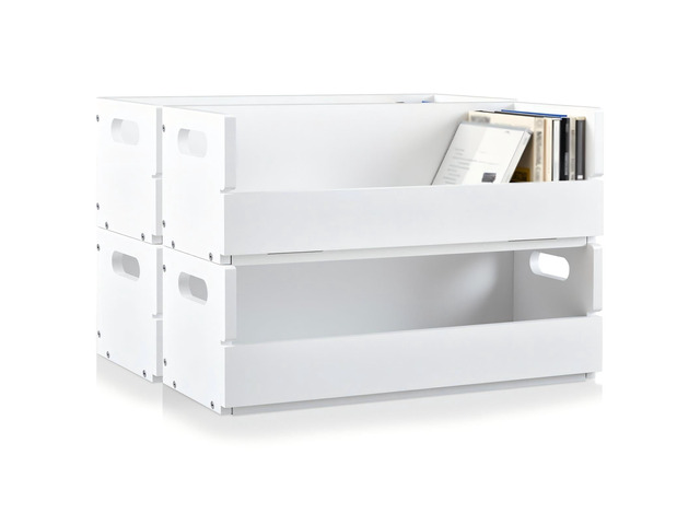 4 Set Wooden CD Storage Box Holder Shelf Cassette Tape Display Racks with Carrying Handles, Organizer Shelf for Movie Cases, DVDs, Each Set Can...