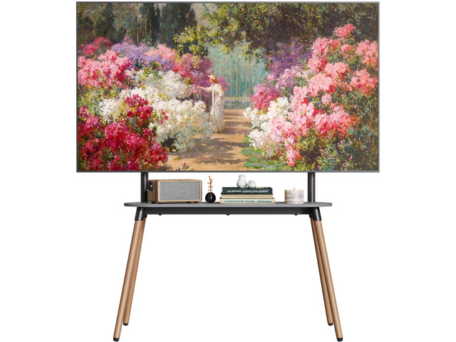 Easel Floor TV Stand with Storage for 49-86 inch TVs, Height Adjustable 4-Leg Universal TV Stand with Cable Management & Protective Pads, Holds 110...