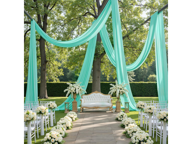 10ftx40ft Mint Green Ceiling Curtain for Wedding Parties 2 Panels Wrinkle-Free 40 FT Long Tent Draping Curtains for Wedding, Birthday & Theme...