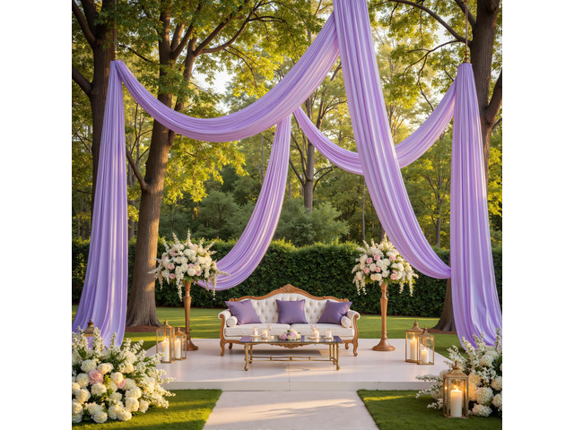 10ftx40ft Taro Purple Ceiling Curtain for Wedding Parties 2 Panels Wrinkle-Free 40 FT Long Tent Draping Curtains for Wedding, Birthday & Theme...