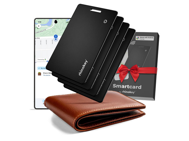 Wallet Tracker Card (Android Only) 0.07in Slim Rechargeable Smart Tracking Card Works with Google's Find Hub IP68 Item Finder with Key Chain Hole...