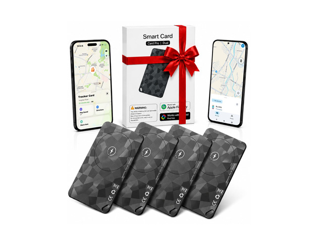 (4 Pack) 2026 Wallet Tracker Card (iOS and Android) Slim Tracking Card, 6-12 Years Battery Bluetooth Smart Card, Work with Apple Find My & Google...