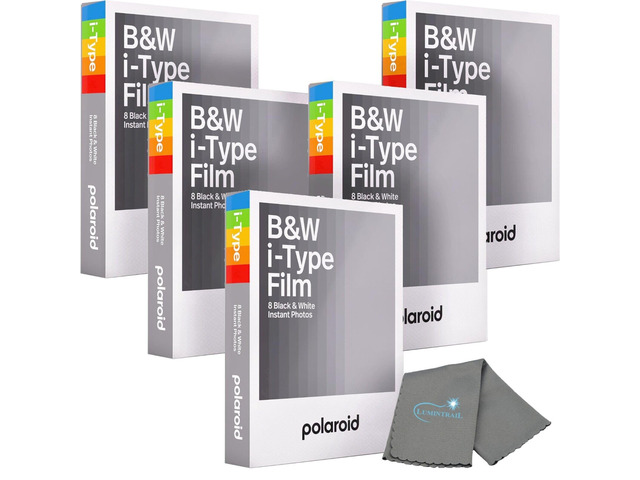 Polaroids Black & White Instant Film, 5 Pack, 40 Photos, B & W Film Works with Polaroid i-Type Cameras, Now, Now+, I-2, & Lab, Bundle with a Lens...
