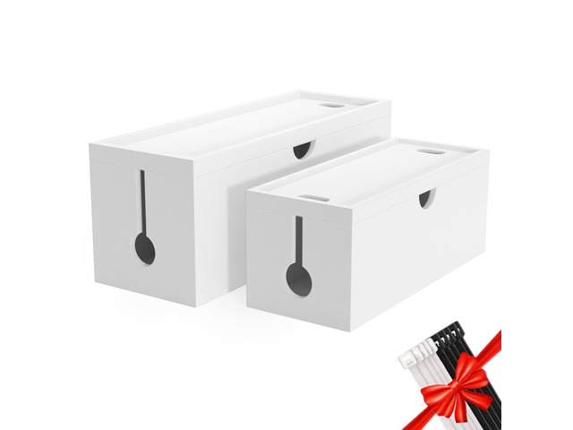 Bamboo Cable Management Box, Large Cord Organizer Box Cable Box to Hide Wires & Power Strips for Desktop Storage Cord Holder for Office Home,No...
