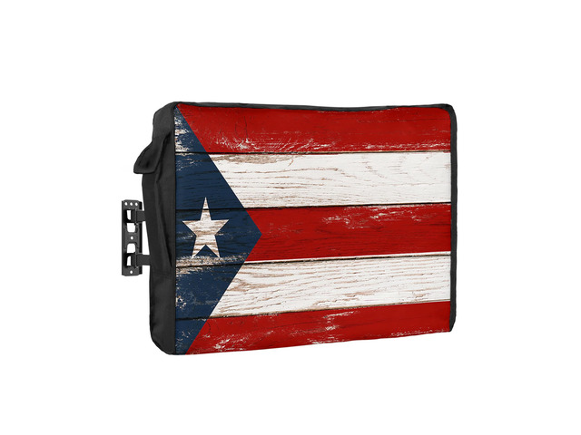Outdoor TV Cover - Puerto Rico Flag Patriot Vintage Wooden Board Text Waterproof and Weatherproof 70'-75' LCD Movable Shield TV Display Screen...