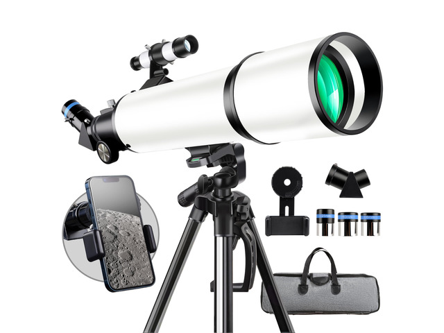 Telescope, Telescope for Adults High Powered, 80mm Aperture 600mm FL with Metal AZ and Phone Holder and Portable Bag,Aperture 80mm