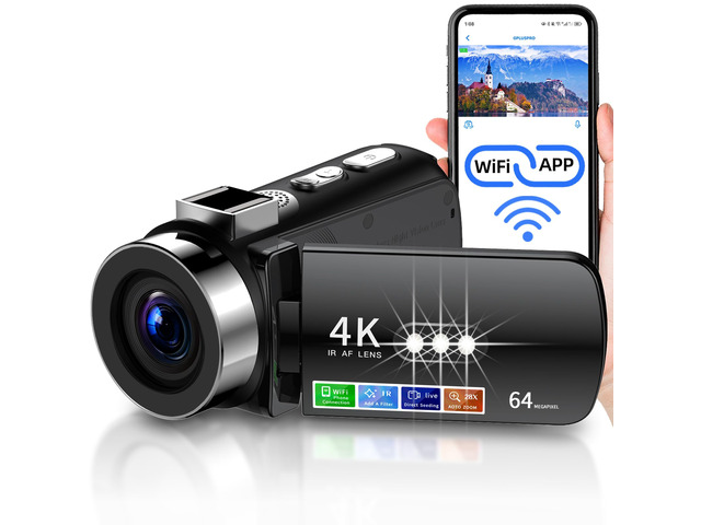 4K Video Camera Camcorder Ultra HD 64MP Vlogging Camera for YouTube 28X Digital Zoom 270° Rotation Screen 3.0' Vlog Camera with Night Vision Video...